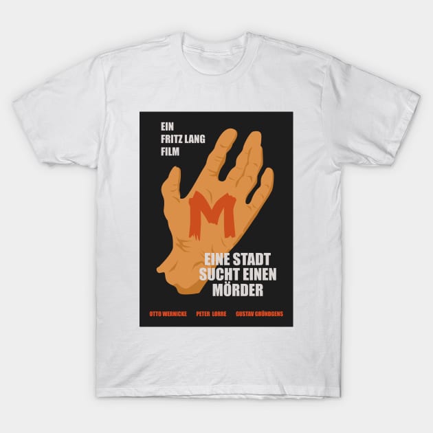 The Mark of M: Tribute to Fritz Lang's Masterpiece - Iconic Hand Design T-Shirt by Boogosh